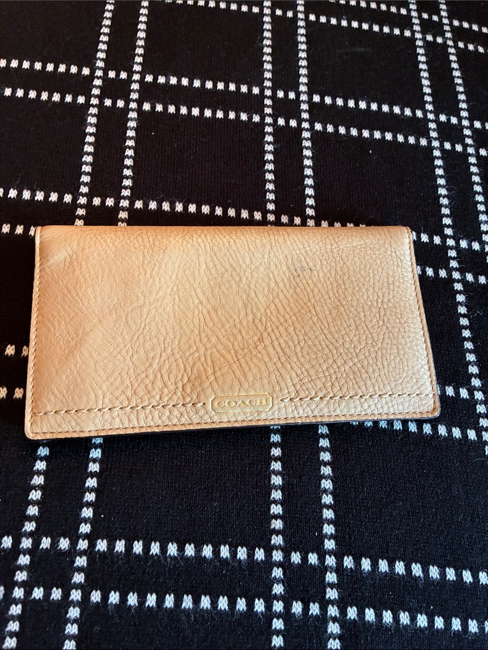 Coach vintage tan/camel leather checkbook cover